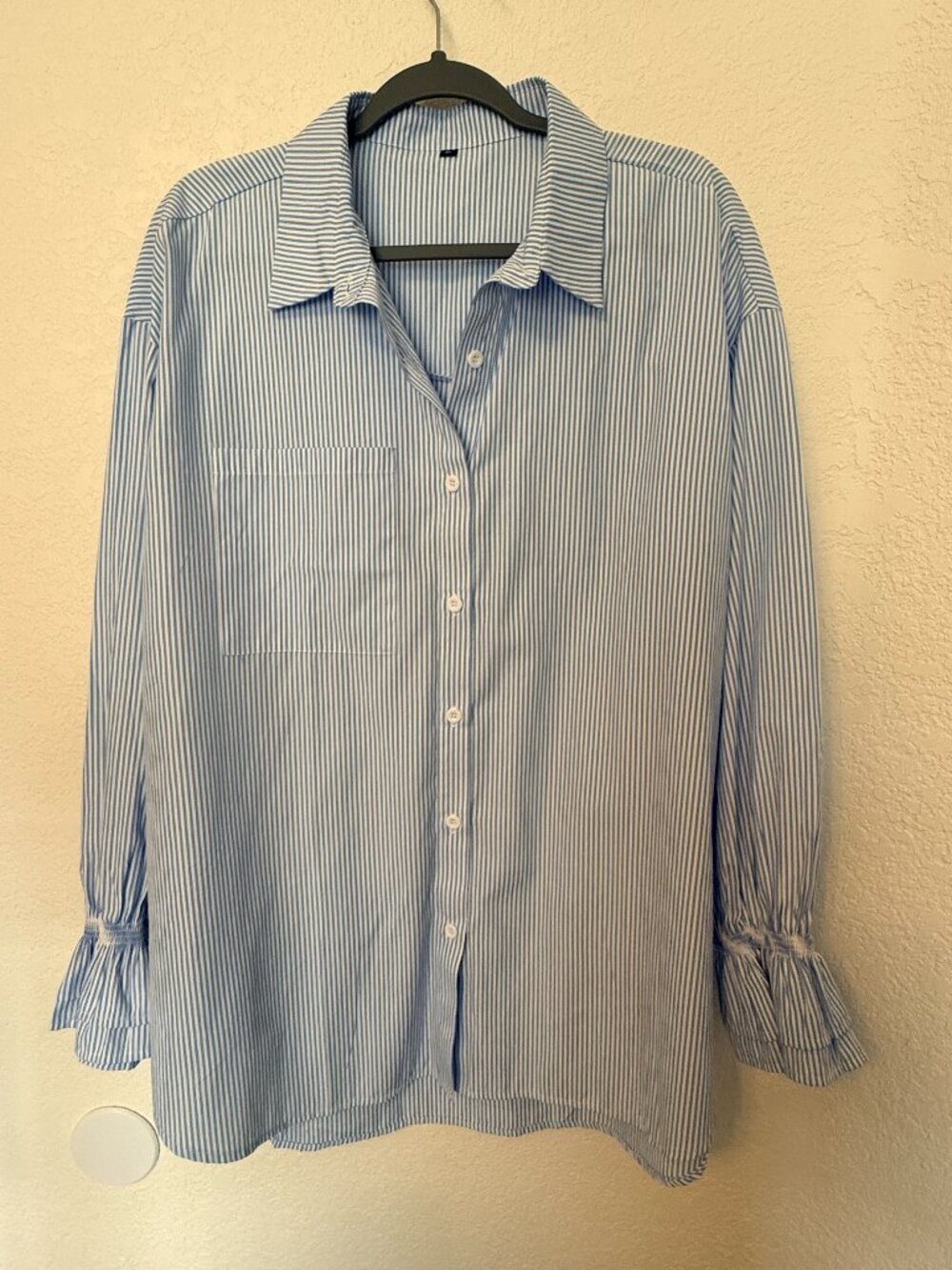 Unbranded NWOT Striped Button Front Shirt Tunic Womens XL Minimalist Coastal